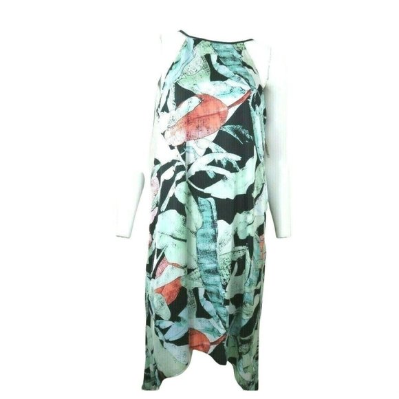 Lauren Conrad Silky Tropical Slip Dress M Midi Floral Beachy Summer New - Picture 2 of 12
